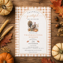 Dinde à l'aquarelle d'automne Gingham Thanksgiving