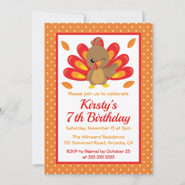 Invitation Dinde amusante Anniversaire de Thanksgiving (Devant)