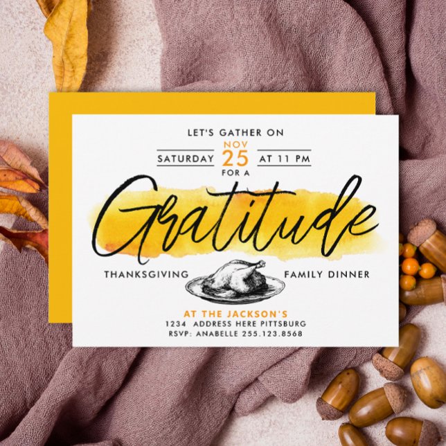 Invitation Dinde de remerciement Dîner de Thanksgiving Aquare (Créateur téléchargé)