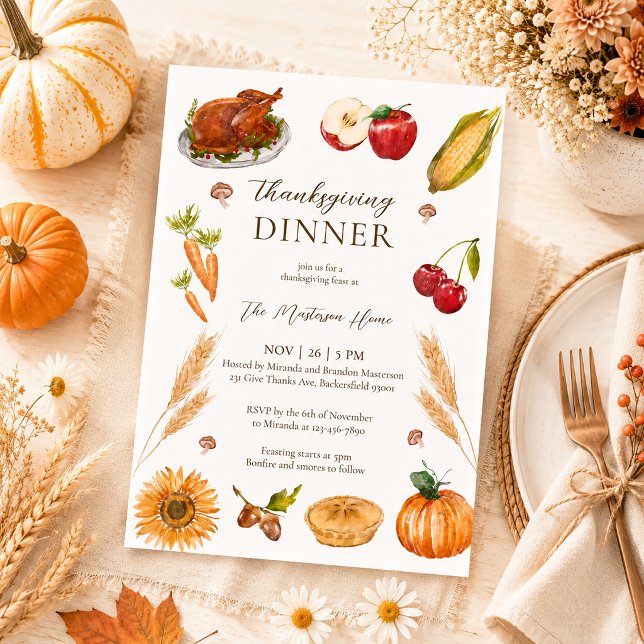 Invitation Dinde de Thanksgiving à la tarte au potiron à l'aq (Créateur téléchargé)
