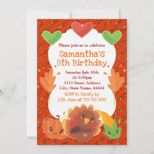 Invitation Dinde de Thanksgiving Citrouille Maïs doux Anniver