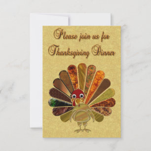 Invitation Dinde de Thanksgiving colorée et joyeuse