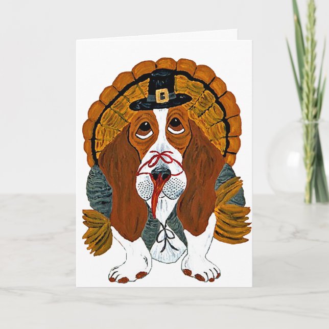 Invitation Dinde de Thanksgiving de Basset Hound (Devant)