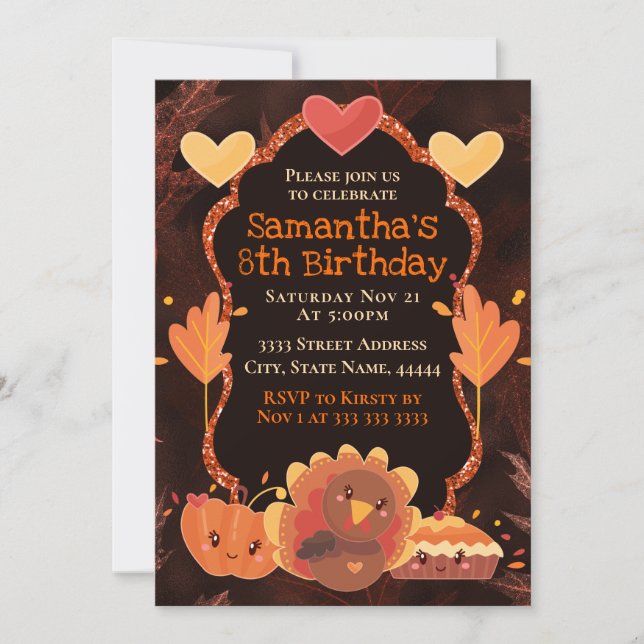 Invitation Dinde de Thanksgiving Tarte au Citrouille (Devant)