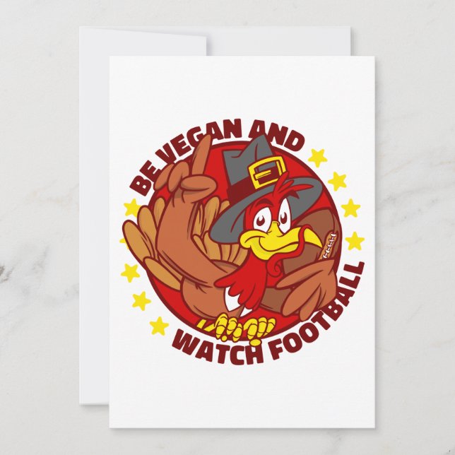 Invitation dinde de thanksgiving vegan football heureux (Devant)