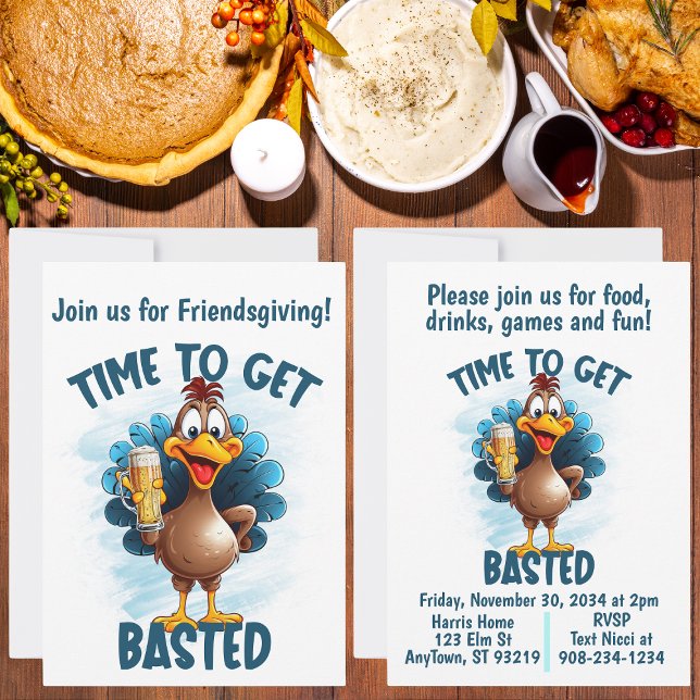 Invitation Dinde drôle de Thanksgiving ou Friendsgiving (Créateur téléchargé)