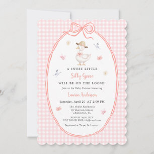 Invitation Dinde Rose vichy Bébé fille Baby shower