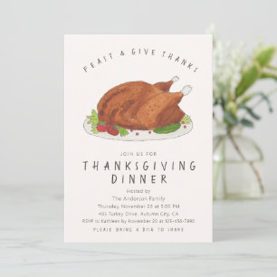 Invitation Dinde rôtie de Thanksgiving Fêtez et remerciez