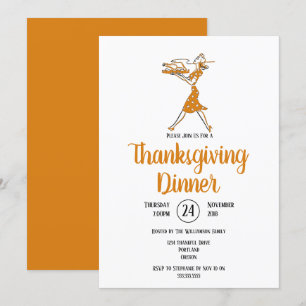 Invitation Dinde rôtie Rétro Dîner de Thanksgiving