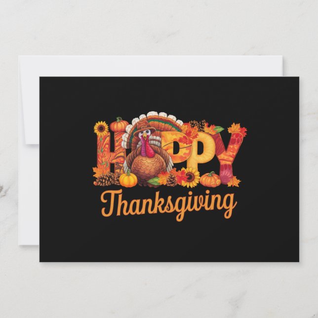 Invitation Dindes Heureuses de Thanksgiving Automne (Devant)