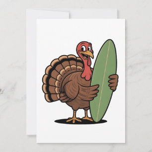 Invitation Dindon surfboard Surfing dindon Thanksgiving Mer