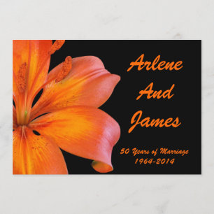 Invitation Dîner 50e Anniversaire lily sur noir