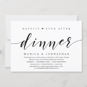 Invitation Dîner à jamais heureux, fête de mariage en fuite
