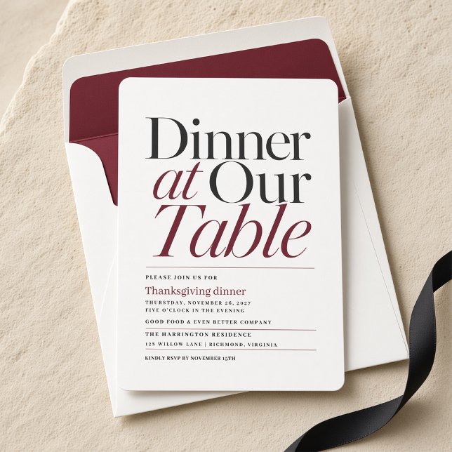 Invitation Dîner à notre table Thanksgiving (Créateur téléchargé)