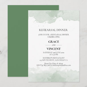 Invitation Dîner Abstrait de répétition d'aquarelle verte