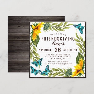 Invitation Dîner Amical Aquarelle Tournesols