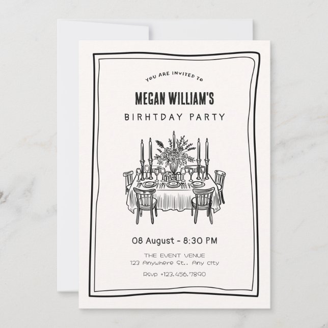 Invitation Dîner anniversaire (Devant)