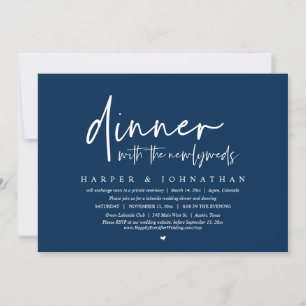 Invitation Dîner avec les nouveaux mariés, Mariage Elopement