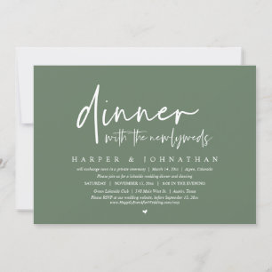 Invitation Dîner avec les nouveaux mariés, Mariage Elopement