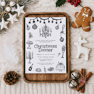 Invitation Dîner avec main fantaisie