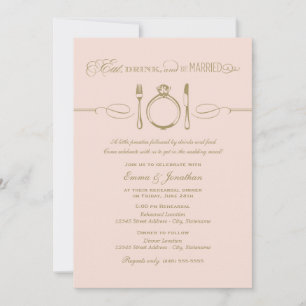 Invitation Diner boire et être marié Blush Rehearer Dîner