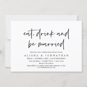 Invitation Diner, boire et être marié Dîner de répétition Mar