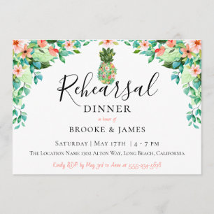 Invitation Dîner botanique de répétition d'ananas