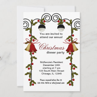Invitation Dîner Christmas Bells