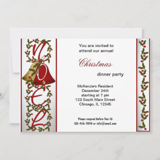 Invitation Dîner Christmas Bells