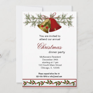 Invitation Dîner Christmas Bells