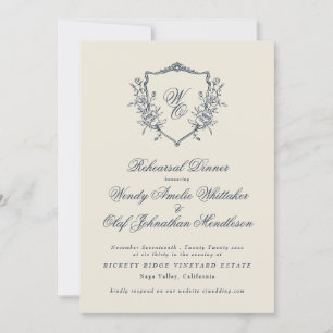 Invitation Dîner classique de répétition bleu de la marine Mo