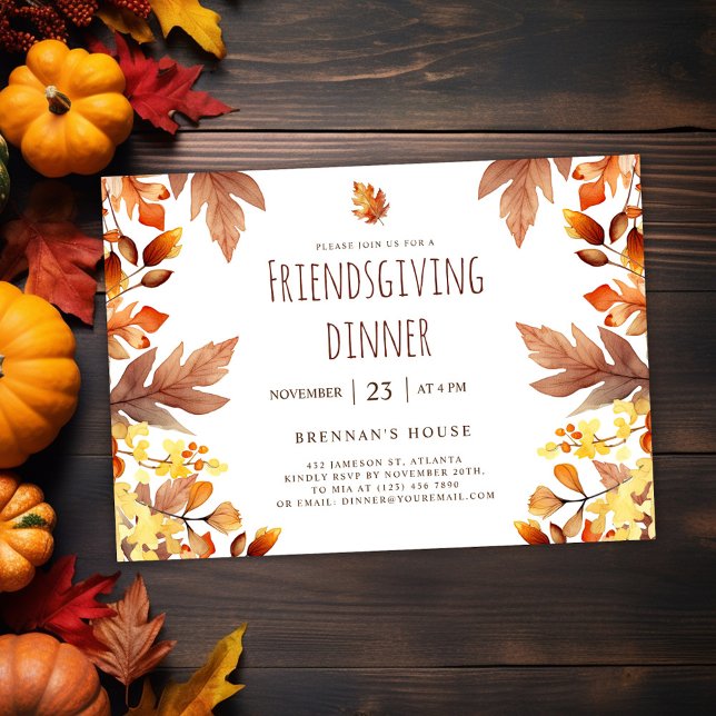 Invitation Dîner d'action amicale moderne Soirée d'action de  (Modern Fall Friendsgiving Dinner Invitation)