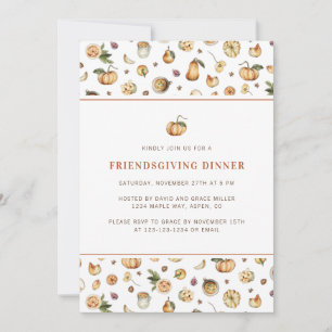 Invitation Dîner d'action d'amitié Dîner d'automne Citrouille