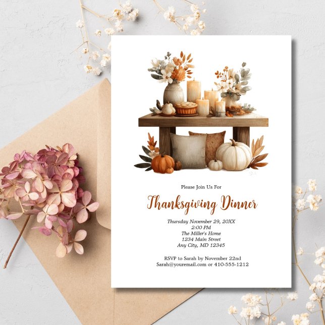 Invitation Dîner d'Action de grâce Friendsgiving Automne (Thanksgiving Friendsgiving Fall Autumn Dinner Party Invitation Printed or Digital Download)