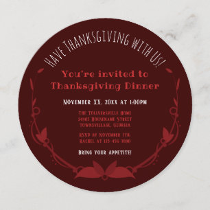 Invitation Dîner d'action de grâce Gâteau de velours rouge so