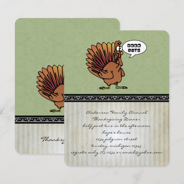 Invitation Dîner d'action de grâces amusant (Devant / Derrière)