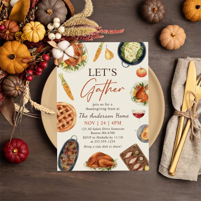 Invitation Dîner d'action de grâces avec la Turquie Rassemblo (Créateur téléchargé)