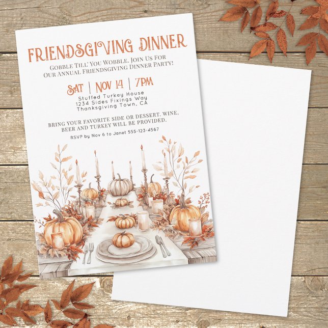 Invitation Dîner d'action de grâces Dîner d'action d'amitié (Thanksgiving Dinner Friendsgiving Dinner Party Invitation)