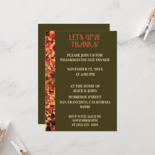 Invitation Dîner d'action de grâces vert foncé Fête d'automne