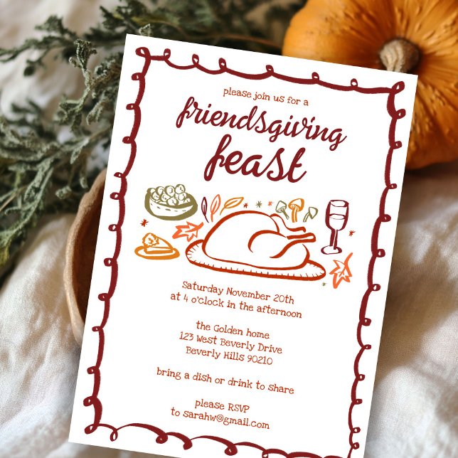 Invitation Dîner d'action de grâces Whimsgiving Friendsgiving (Whimsical Thanksgiving Friendsgiving Dinner CUSTOM Invitation
)