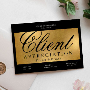 Invitation Dîner d'affaires Noir & Gold Client Appréciation