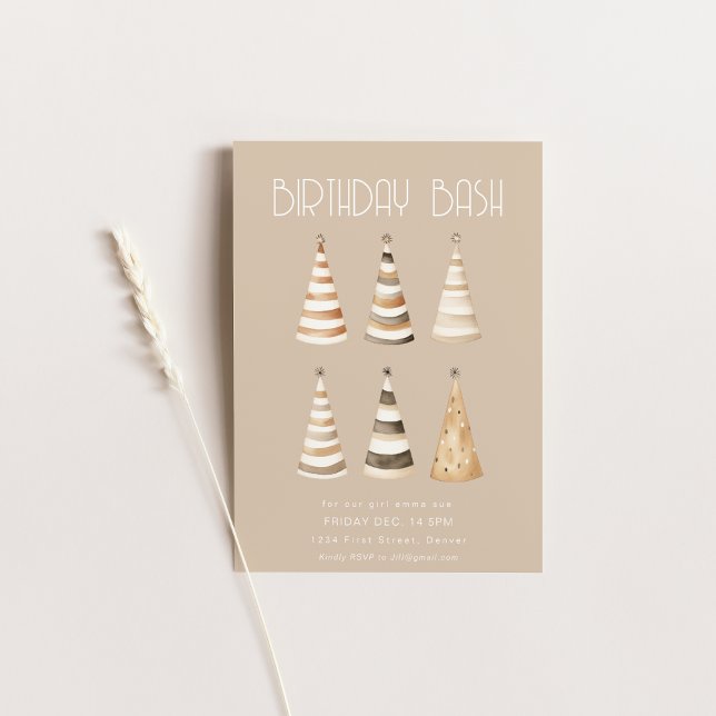 Invitation Dîner d'anniversaire beige avec Casquette (Créateur téléchargé)