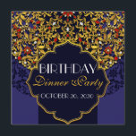 Invitation Dîner d'anniversaire bleu rouge or luxe orné de bi<br><div class="desc">Invitation personnalisée pour dîner d'anniversaire ou événement spécial avec un design floral bleu rouge or luxe orné de bijoux inspiré du Moyen-Orient et de l'Inde. Tout le texte est personnalisable,  parfait pour presque toutes les célébrations,  mariages,  douches,  anniversaires de mariage,  anniversaire...  Changez les mots pour répondre à vos besoins.</div>