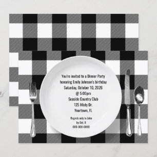 Invitation Dîner d'anniversaire Buffalo de fête Plaid