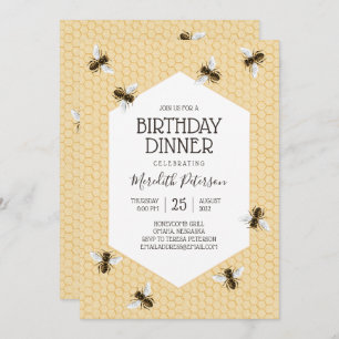 Invitation Dîner d'anniversaire d'abeilles Vintages