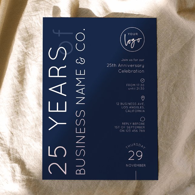 Invitation Dîner d'anniversaire de l'entreprise Navy Business (Créateur téléchargé)