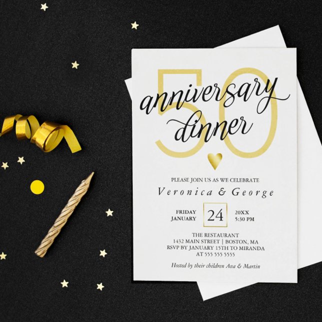 Invitation Dîner d'anniversaire de mariage à calligraphie noi (Créateur téléchargé)