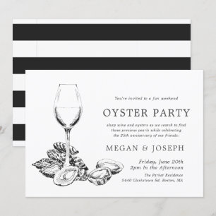 Invitation Dîner d'anniversaire d'Oyster Pearl  Grèves noires