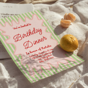 Invitation Dîner d'Anniversaire Écrit À La Main Rose Colorée