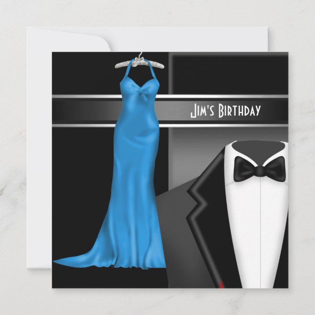 Invitation Dîner d'anniversaire en tenue de soirée (Dos)